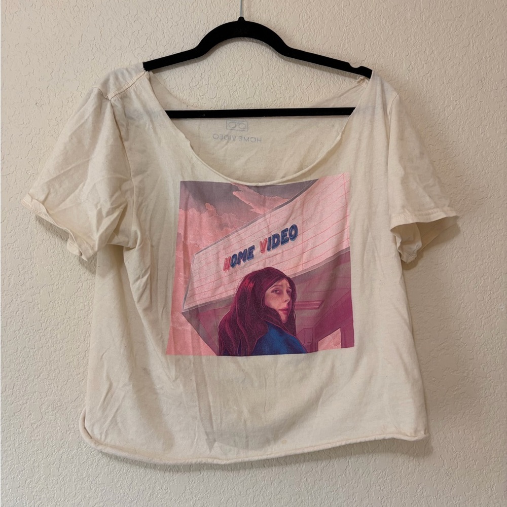 Graphic Tee with Pink and Cream Design